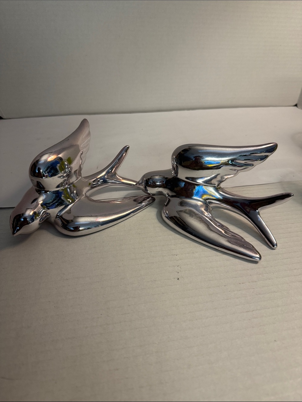 Silver electroplated ceramic flying bird wall decorations